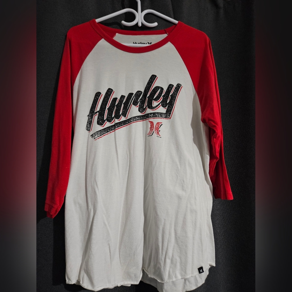 Hurley Red and White Raglan T